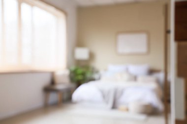 Işıl ışıl yatak odası, bulanık manzara.