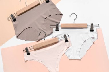 Arka planda kadın külotu olan askılar