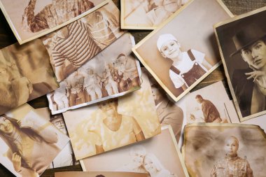 Akrabaların birçok eski fotoğrafı. Aile ağacı kavramı