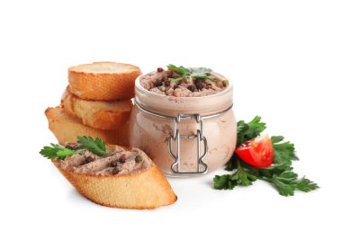 Kavanozda tost, maydanoz, biber ve domates var.