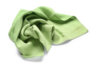 Kumaş yeşili peçete beyaz arkaplanda izole edildi