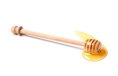 Tatlı bal ve dipper beyaz arka planda izole