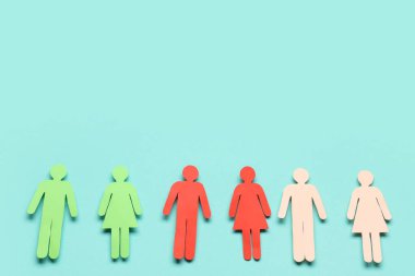 Mavi arkaplanda kağıt insan figürleri