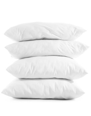 Beyaz arkaplanda izole edilmiş yumuşak yastık yığını