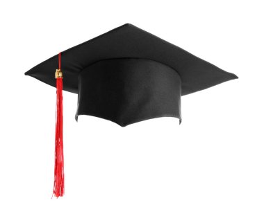 Beyaz arka planda mezuniyet şapkası