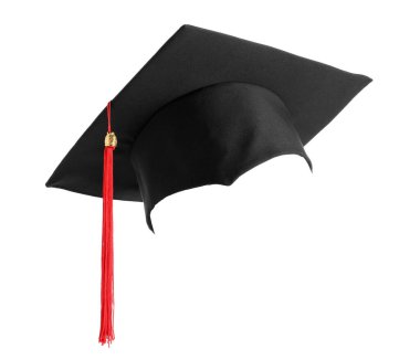 Beyaz arka planda mezuniyet şapkası