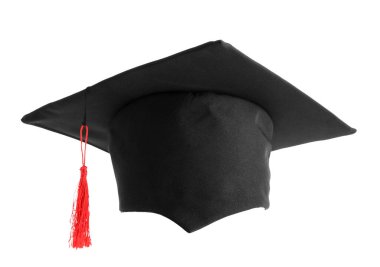 Beyaz arka plan üzerinde izole mezuniyet şapka