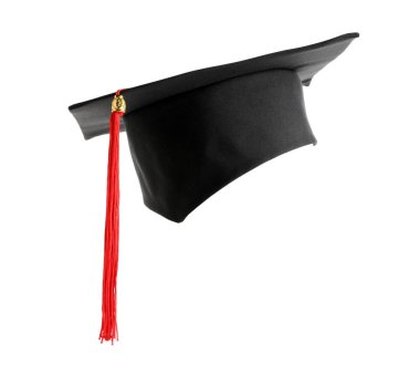 Beyaz arka plan üzerinde izole mezuniyet şapka