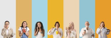 Kahve içen bir sürü insan var.