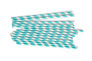 Set of paper drinking straws on white background