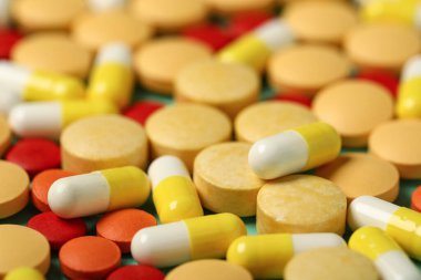 Arka plan olarak farklı haplar, yakın çekim