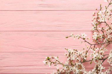 Pembe ahşap arka planda güzel ağaç dalları