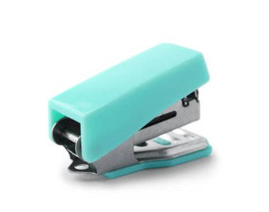 Beyaz arkaplanda turkuaz zımba