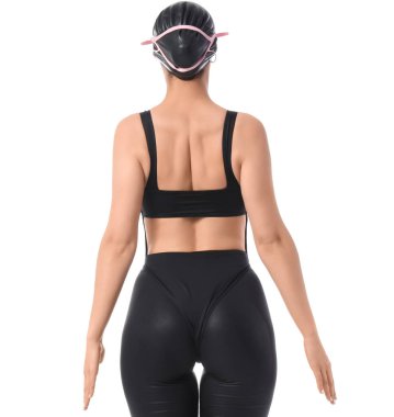 Beyaz arkaplanda kadın yüzücü, arka plan