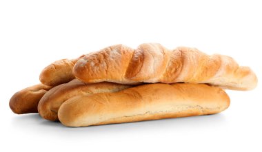 Beyaz arka planda bir sürü taze baget