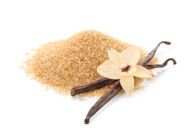 Beyaz zemin üzerinde tatlı vanilya şekeri yığını