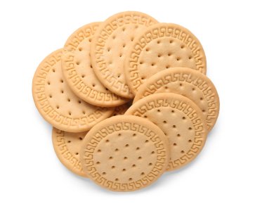 Beyaz arka planda bir sürü tatlı kurabiye