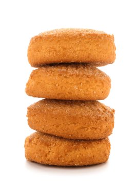 Beyaz arkaplanda bir yığın tatlı kurabiye