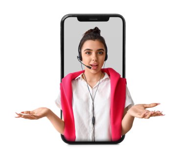 Hafif arka planda yardıma muhtaç kadın teknik destek ajanı