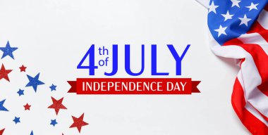 Amerikan Bağımsızlık Günü için Amerikan bayrağı ve yıldızlarıyla selamlama bayrağı