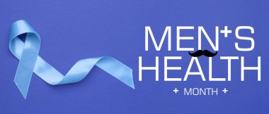 Mavi arka planda farkındalık kurdelesi. Prostat kanseri kavramı