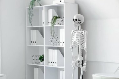 İnsan iskeleti modelli hafif bir hastane.