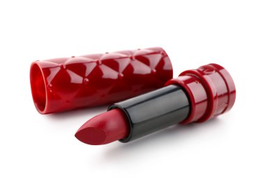 Beyaz arka plan üzerinde yeni kırmızı ruj