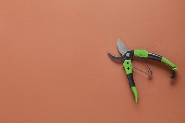 Kahverengi arka planda bahçıvanlık yapan