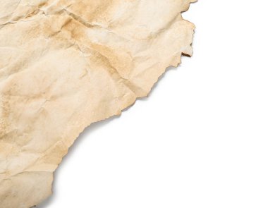 Beyaz arkaplanda izole edilmiş eski kağıt