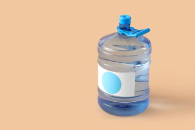 Bej arka planda bir şişe temiz su