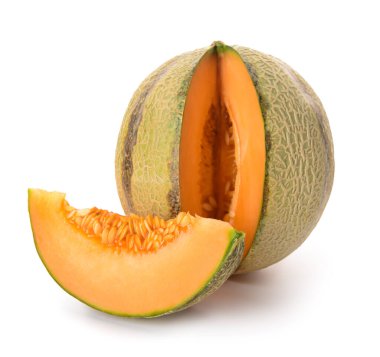 Beyaz zemin üzerine lezzetli Olgun kavun