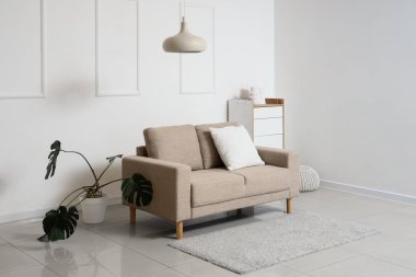 Oturma odasının içindeki yeni kanepe.