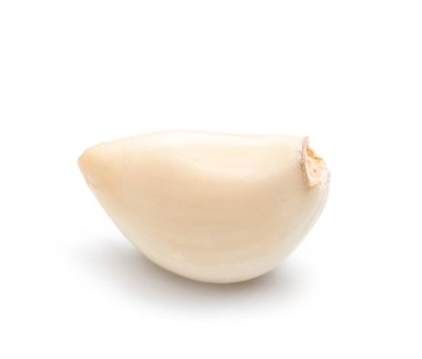 Beyaz arka plan üzerinde diş taze sarımsak