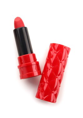 parlak kırmızı ruj beyaz zemin üzerine