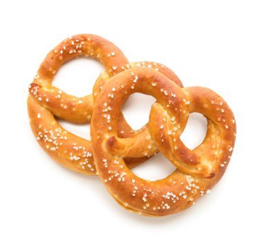 beyaz zemin üzerine lezzetli tuzlu kraker