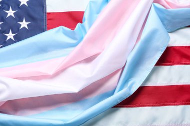 Transeksüel ve ABD bayraklarının dokusu