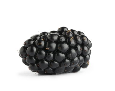 Beyaz arka planda olgun böğürtlen