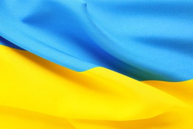 Arka plan olarak Ukrayna bayrağının dokusu, yakın plan