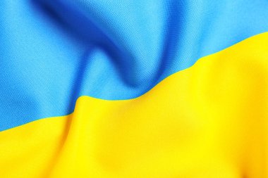 Arka plan olarak Ukrayna bayrağının dokusu, yakın plan