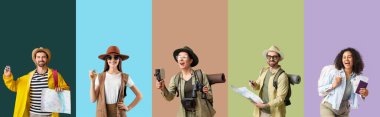 Genç gezginlerin renk arkaplanı kolajı