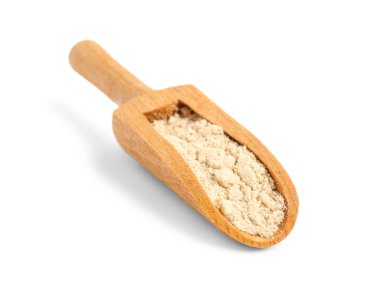 Beyaz arkaplanda izole edilmiş susam unlu kepçe