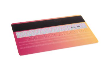 Beyaz arkaplanda renkli kredi kartı, arka plan