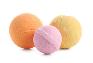 Set of bath bombs on white background