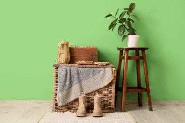 Ekoseli ve çiçekli sepetle ilgili eski kitabı aç.