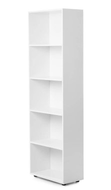 Beyaz arkaplanda boş raf birimi