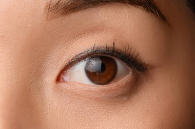 Kahverengi gözlü Asyalı kadın, yakın plan.