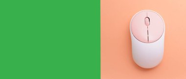 Renk arkaplanı üzerine modern bilgisayar faresi