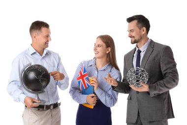 Beyaz arkaplanda bir grup öğretmen