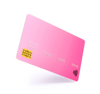 Beyaz arka planda pembe kredi kartı