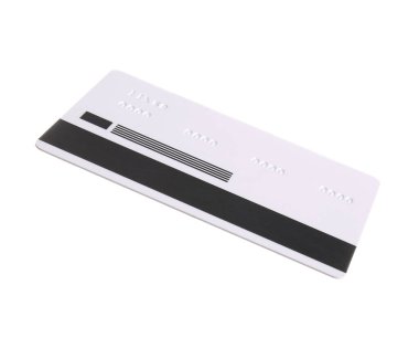 Beyaz arka planda, arka planda uçan kredi kartı